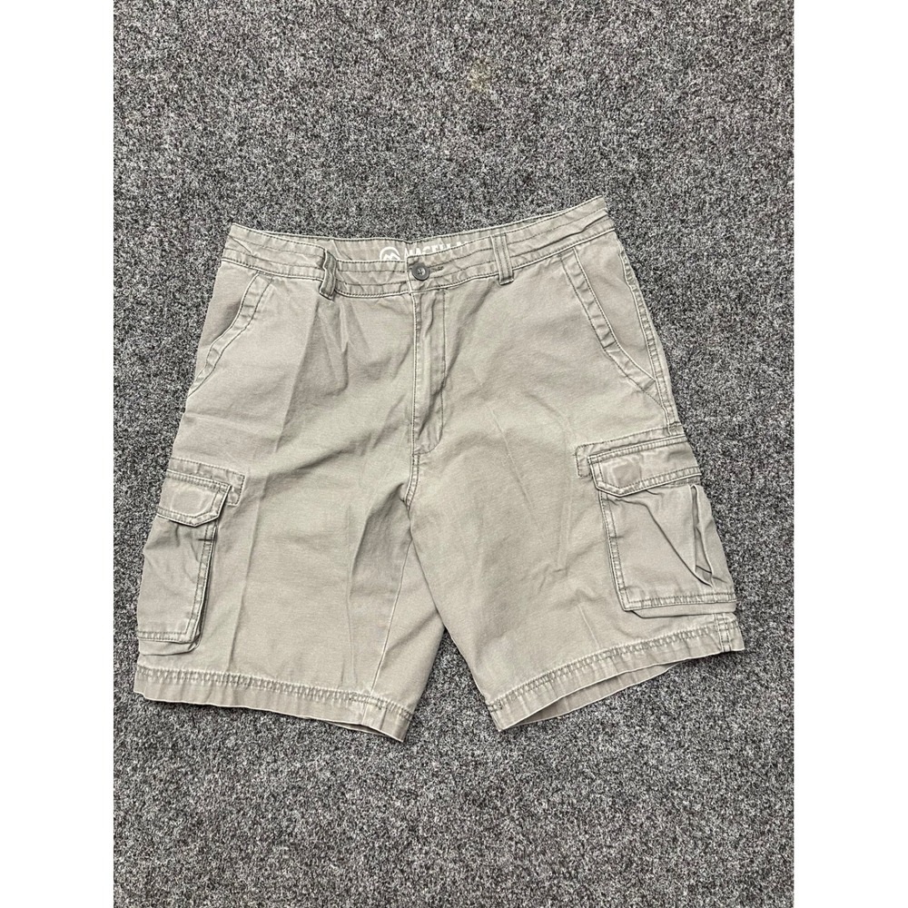 Magellan Outdoors Mens Cargo Shorts 34 Gray Green Khaki Cotton Hiking Casual